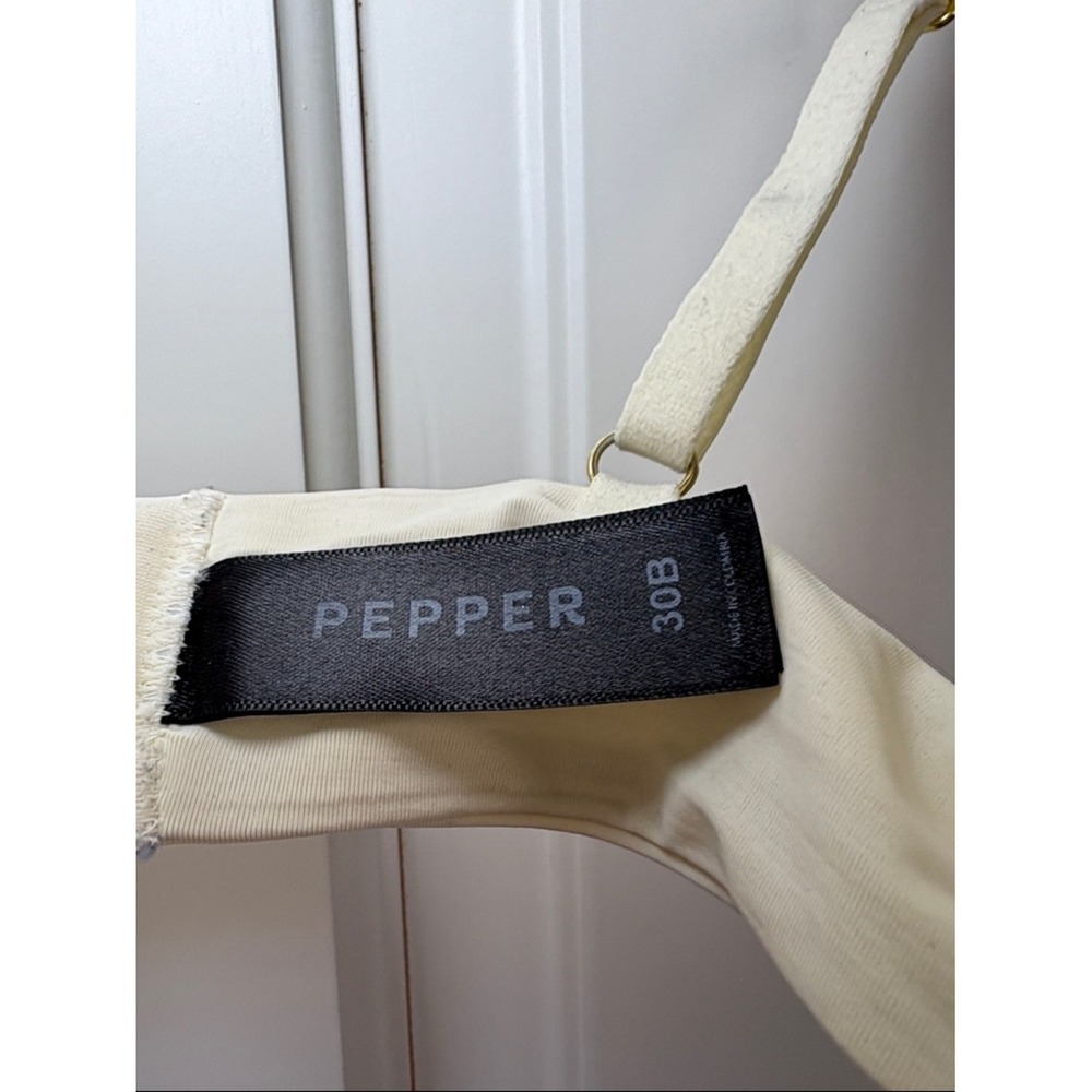 Pepper Mesh All You Bra 30B Ivory Underwire Small Chest Minimalist - Picture 3 of 4